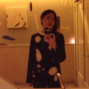 comme des garcons hole sweater